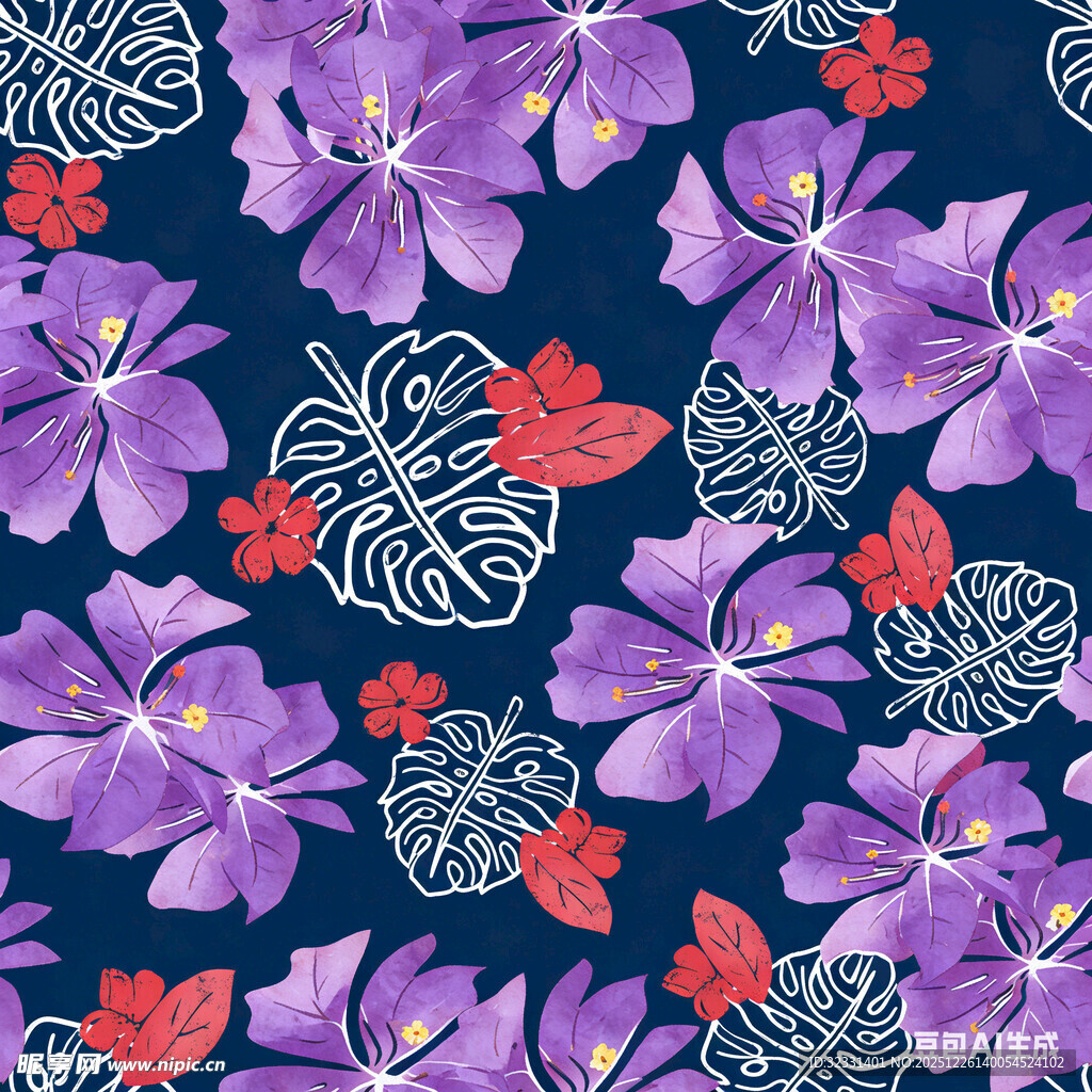 紫色花卉图案背景