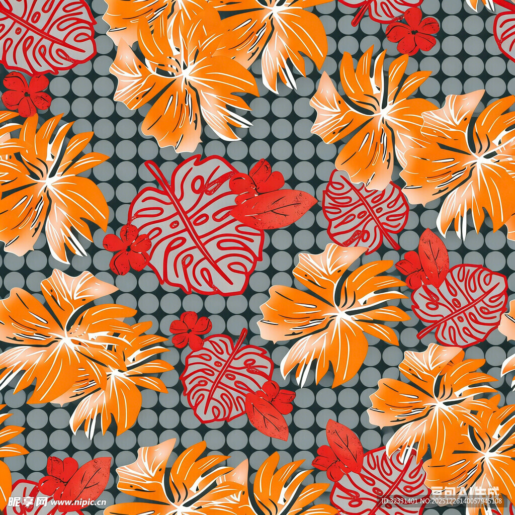 热带花卉图案背景设计