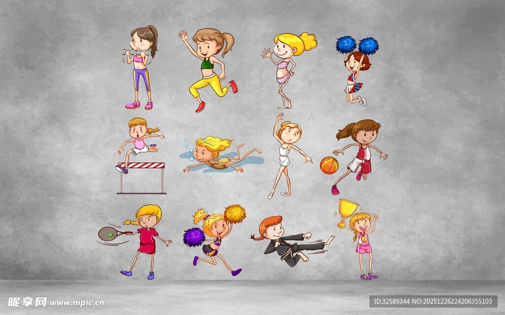 活力儿童运动插画形象