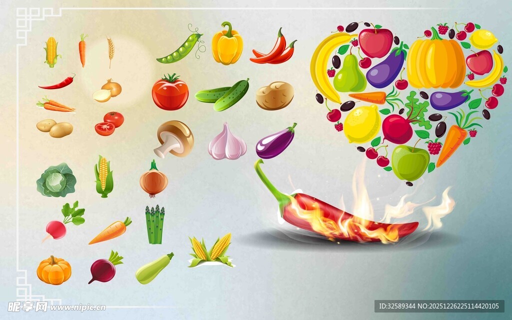 多彩蔬果拼图创意展示