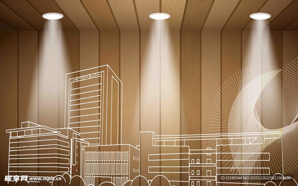 室内灯光下的建筑草图