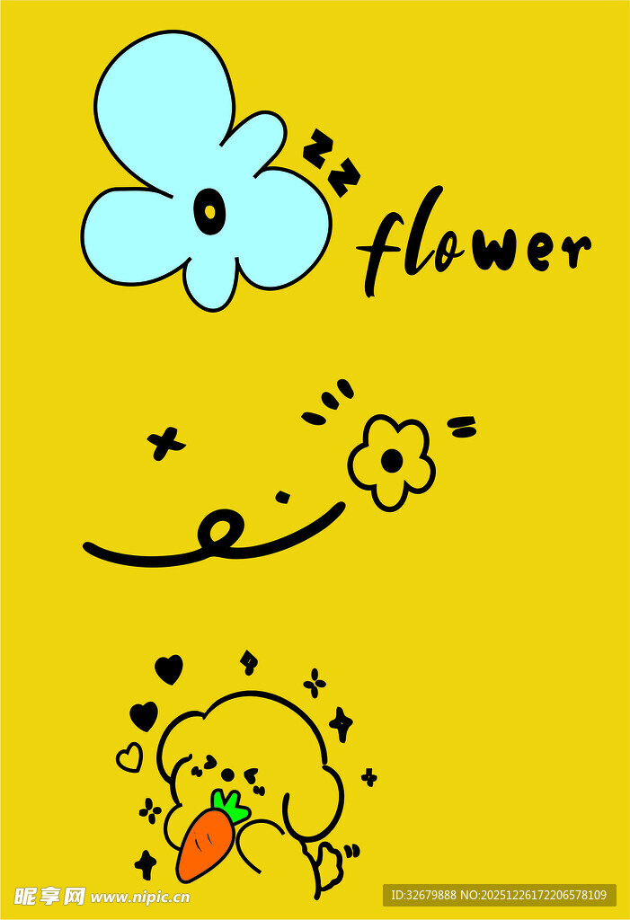 黄色背景可爱图案