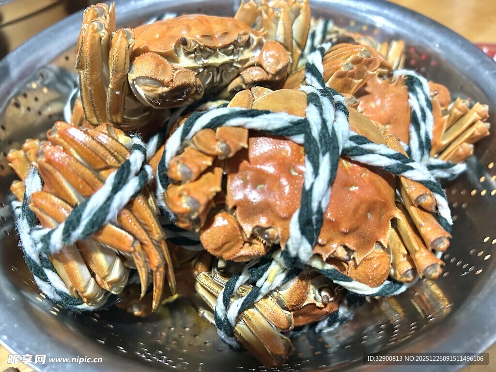 新鲜捆绑大闸蟹