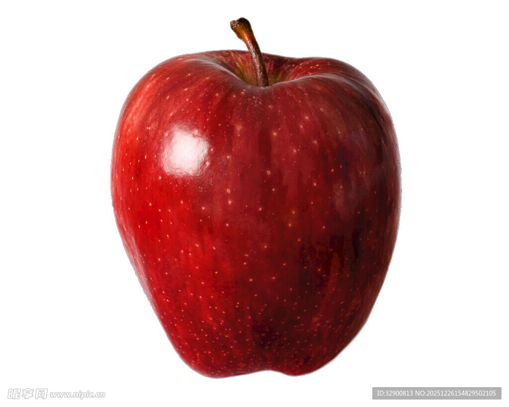 鲜红饱满的单个红苹果