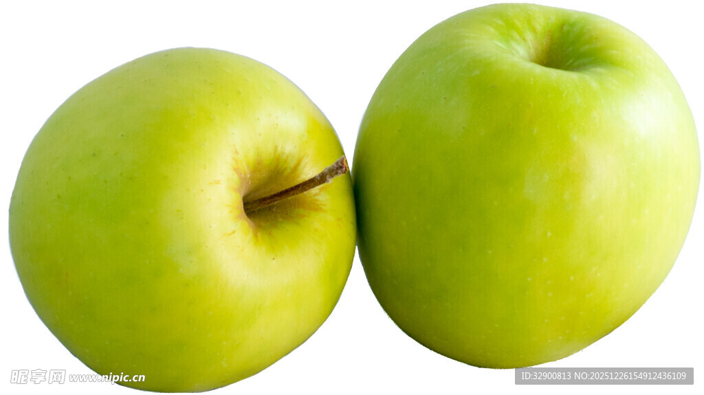 两个鲜绿的青苹果