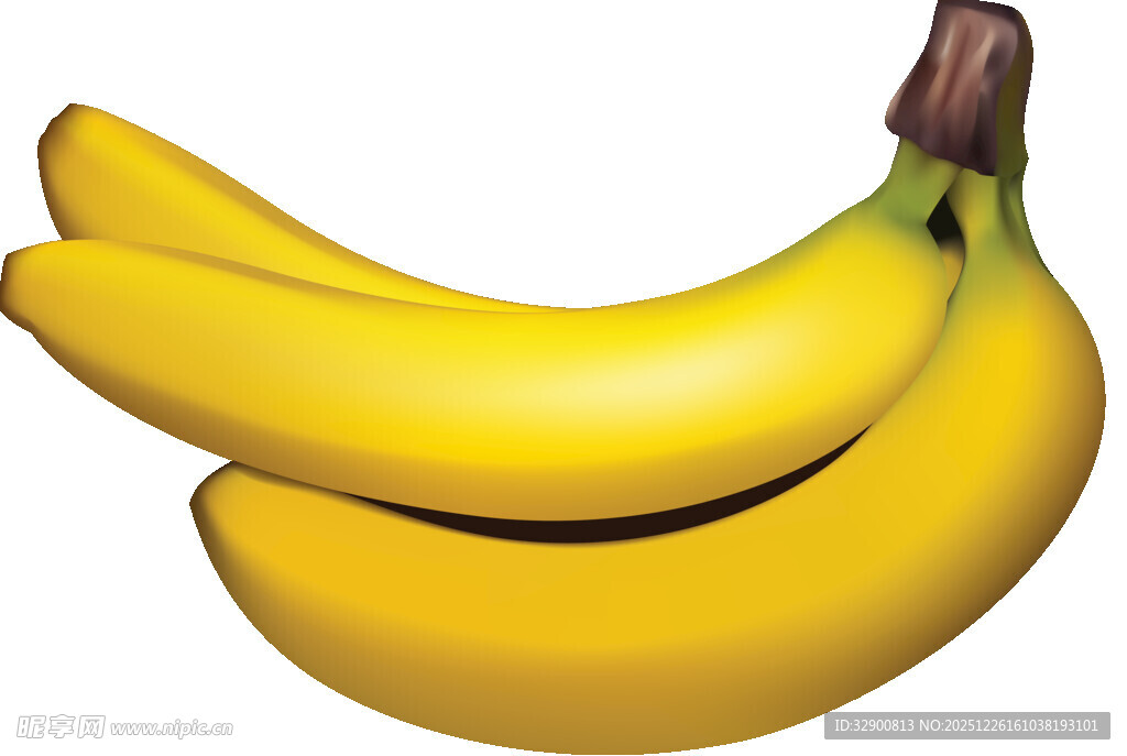 一串新鲜黄香蕉