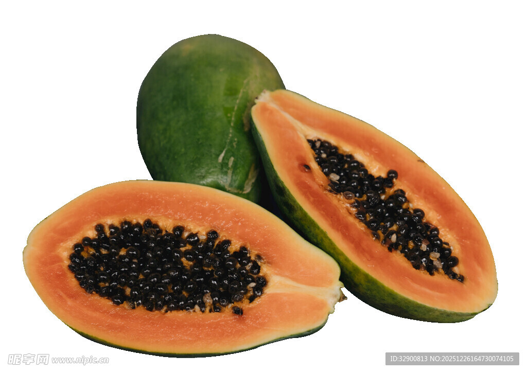 新鲜切开的美味木瓜