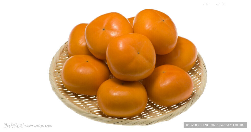竹篮中的新鲜柿子