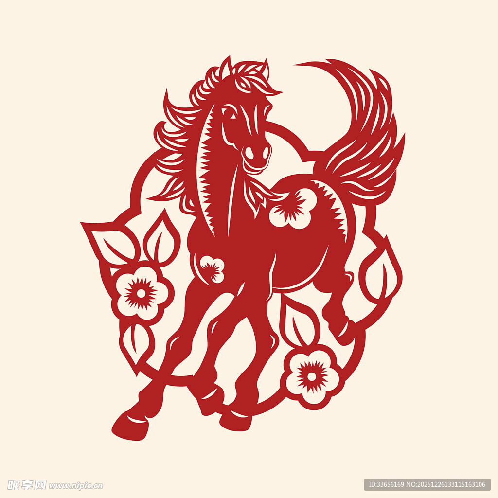 骏马剪纸艺术图案