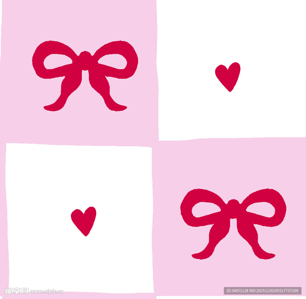 粉色爱心蝴蝶结图案