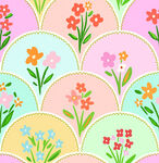 多彩花卉扇形图案背景