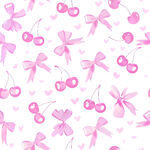 粉色蝴蝶结樱桃图案背景