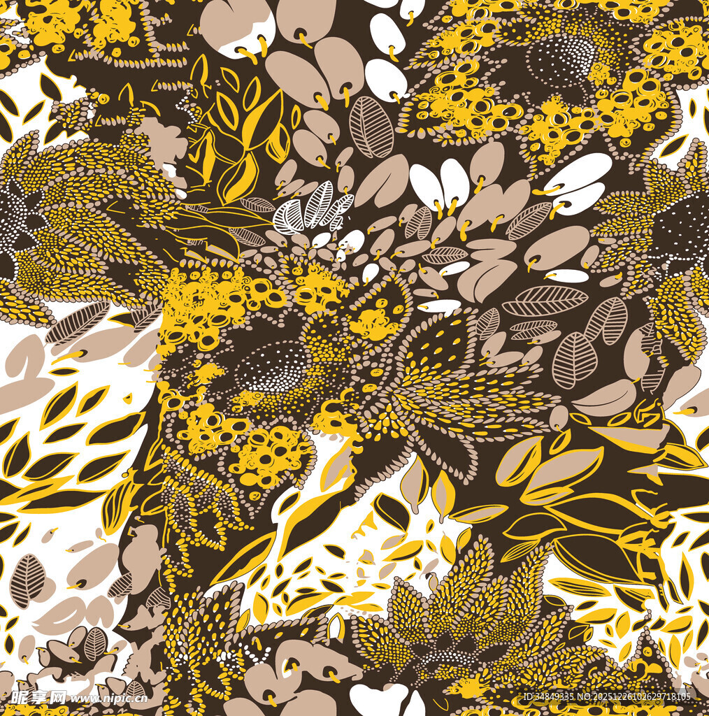 复古风动植物印花图案