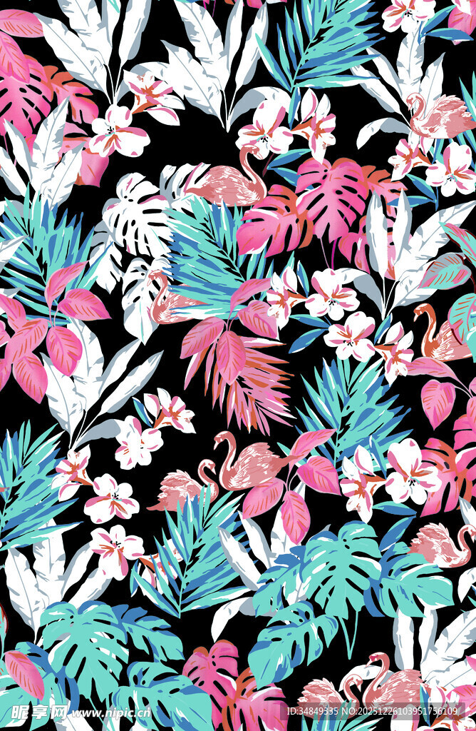 热带植物花卉图案背景