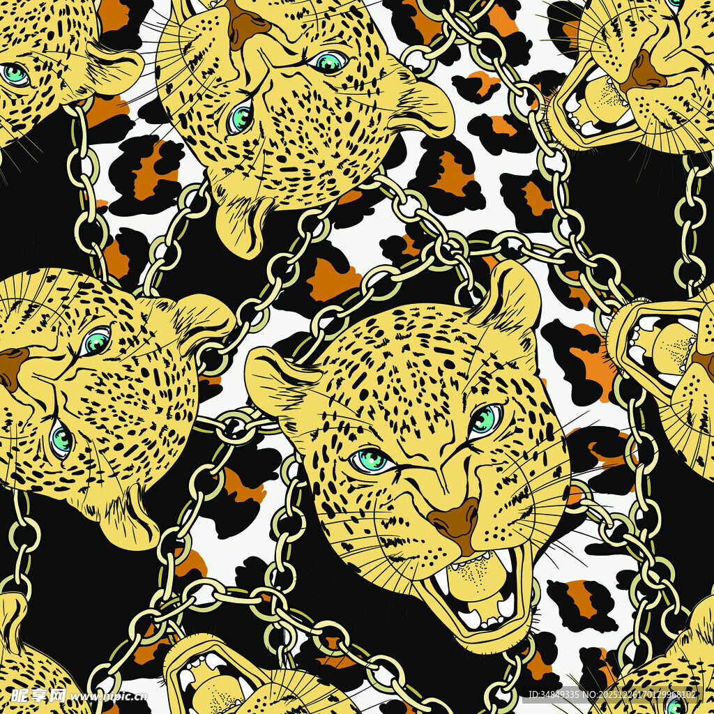 豹纹链条图案设计