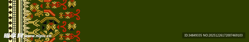 绿色背景上的多彩花纹图案