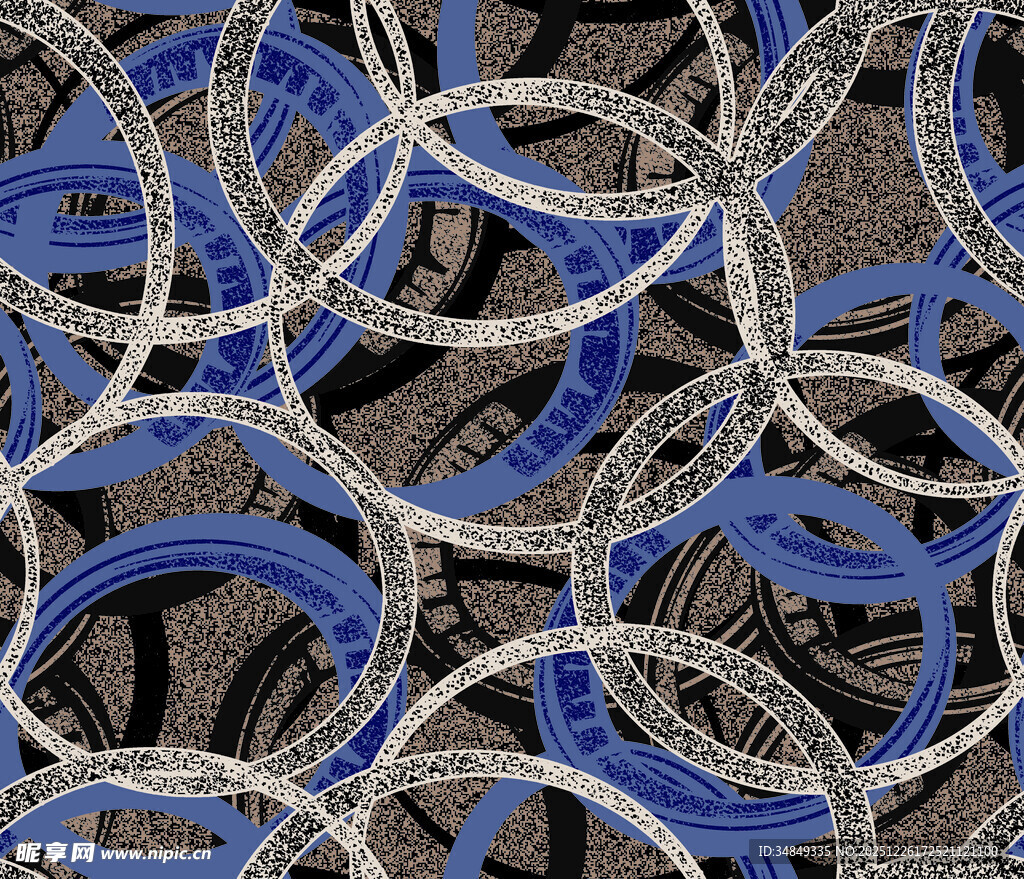 蓝色银色环形图案纹理