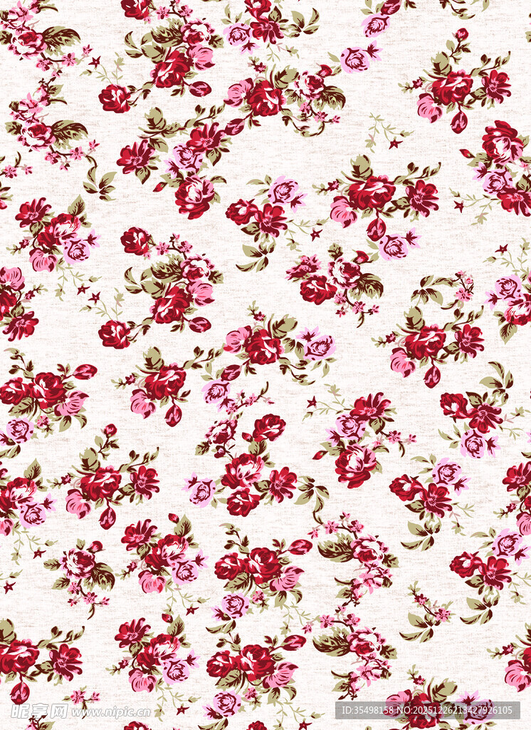 粉色碎花图案布料