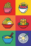 多彩亚洲美食图标集