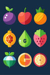 多彩几何风水果图标集合