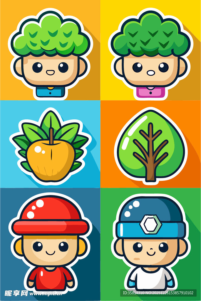 卡通职业与自然元素形象