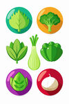 多彩蔬菜图标集合
