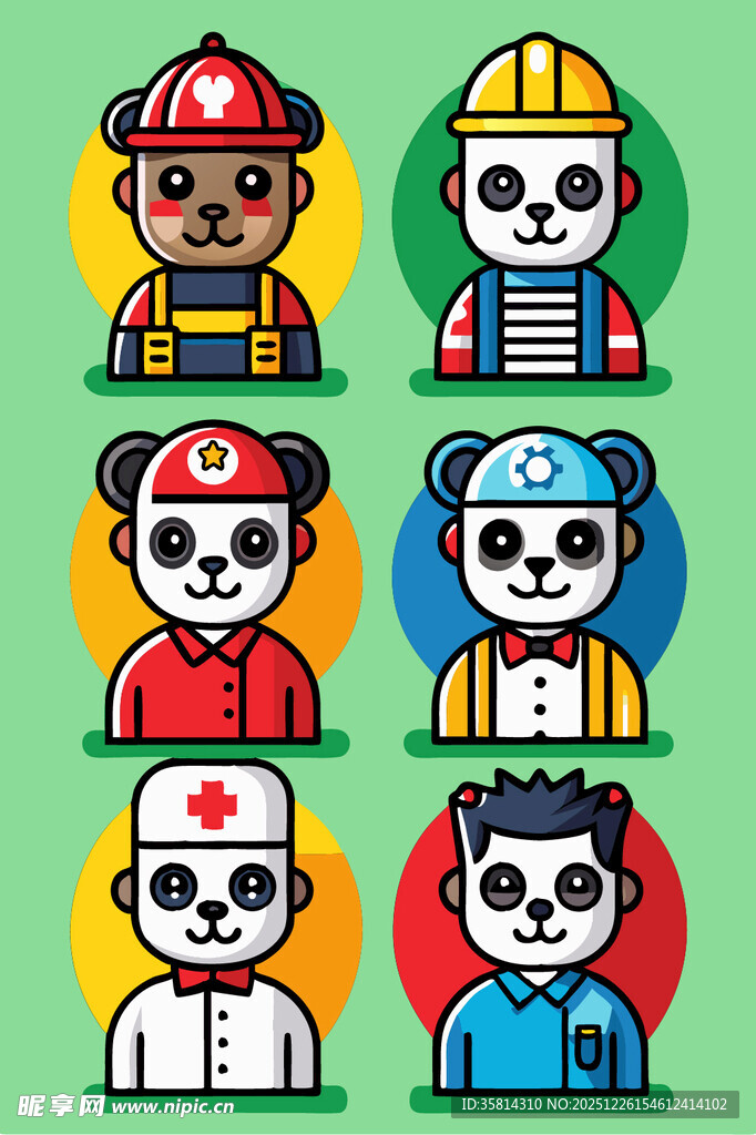 卡通职业角色形象集合