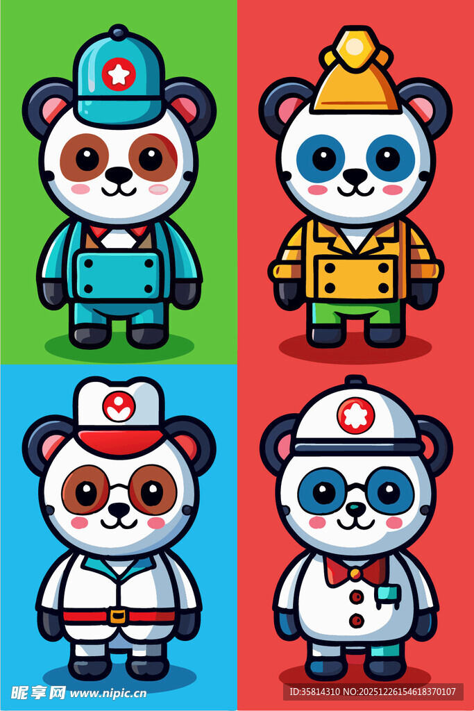 熊猫卡通角色形象集合