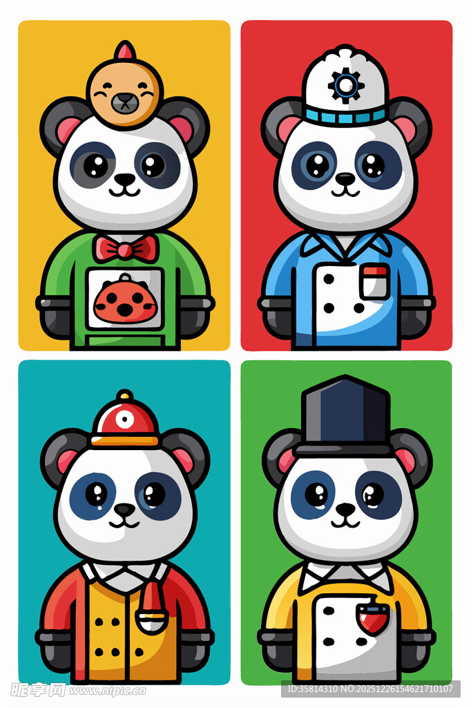 熊猫角色职业形象插画