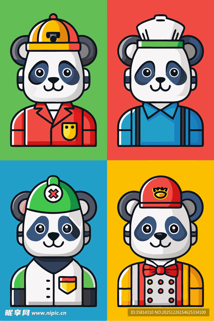 熊猫职业角色插画
