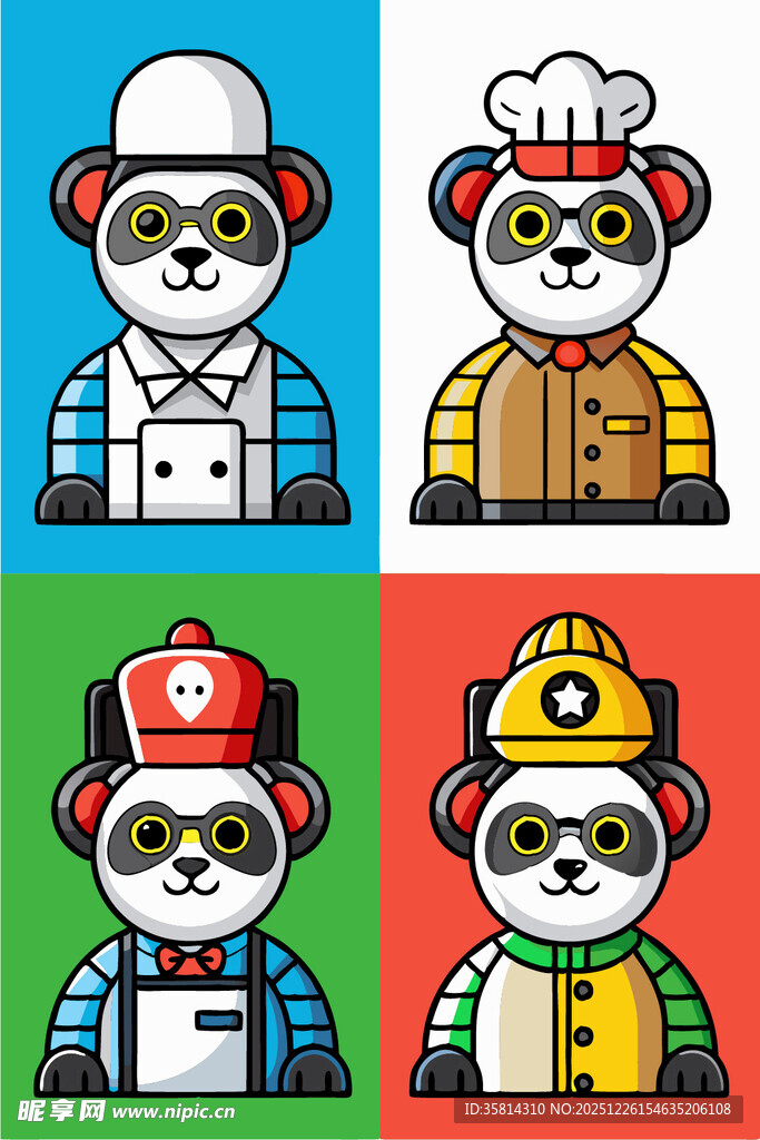 熊猫职业角色插画