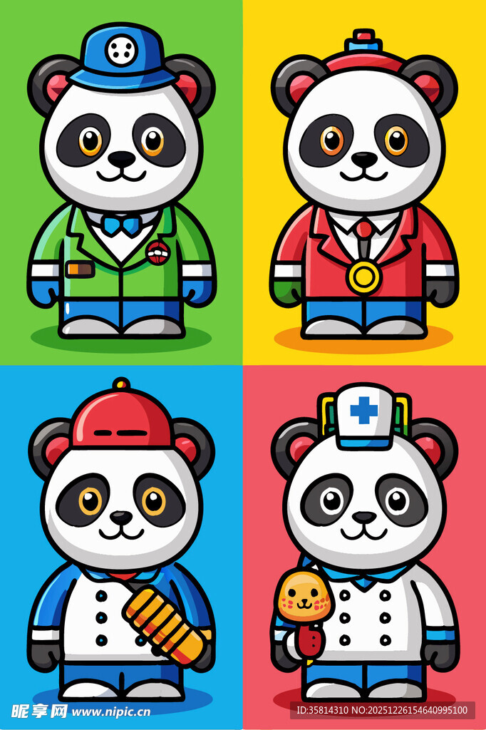 熊猫职业角色卡通形象