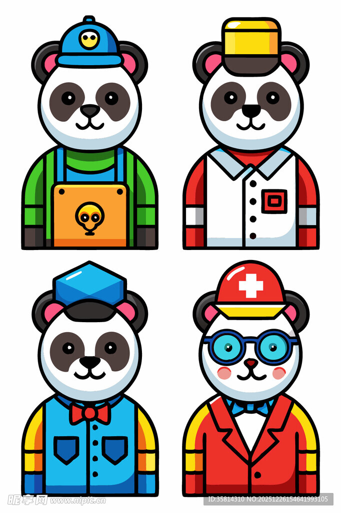 熊猫职业角色插画