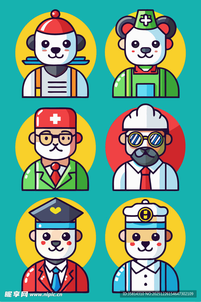多样职业动物拟人形象