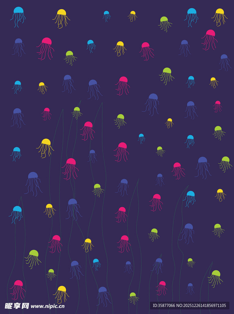 海洋馆多彩水母图案背景
