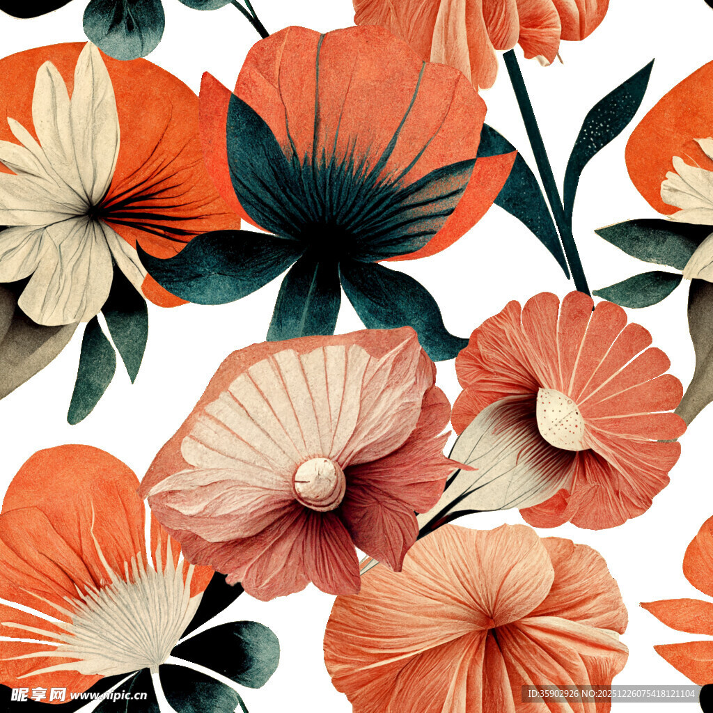 橙色花卉图案背景设计