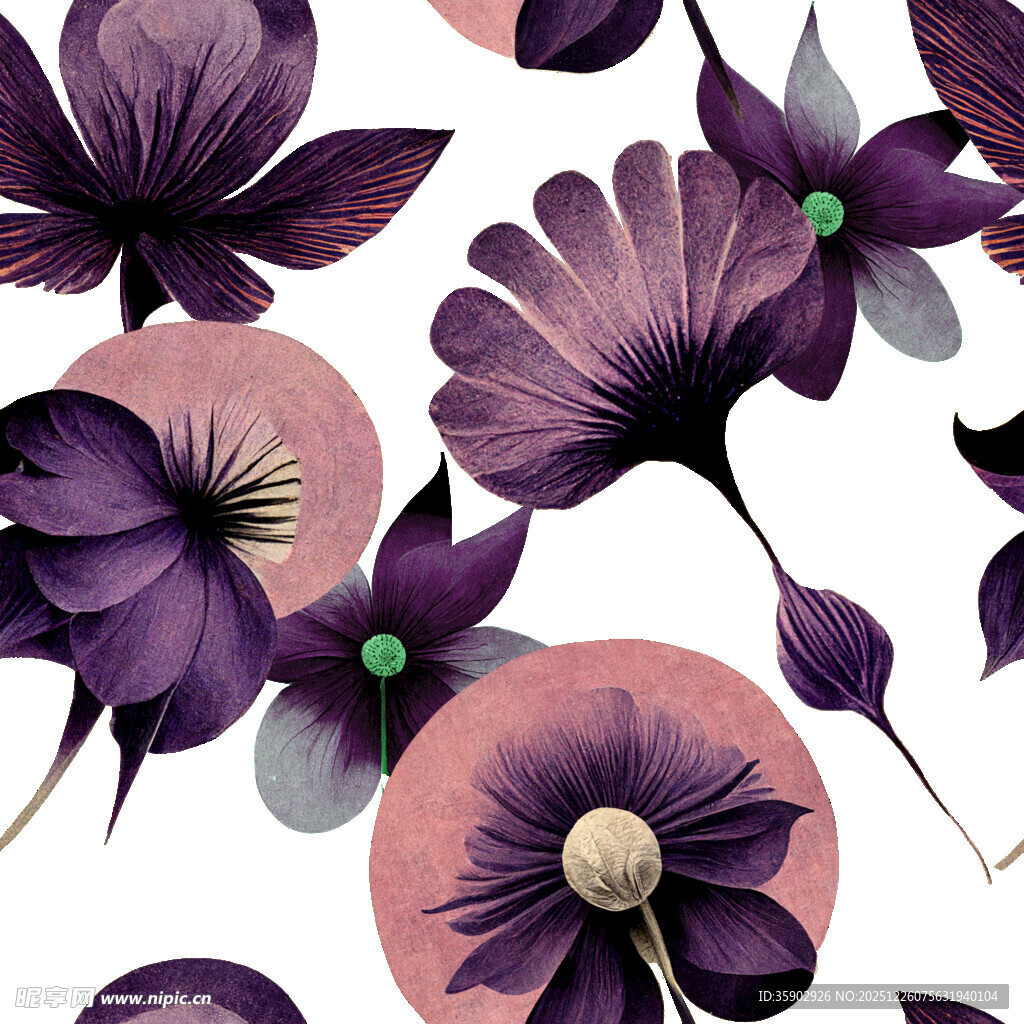 紫色花卉图案背景设计