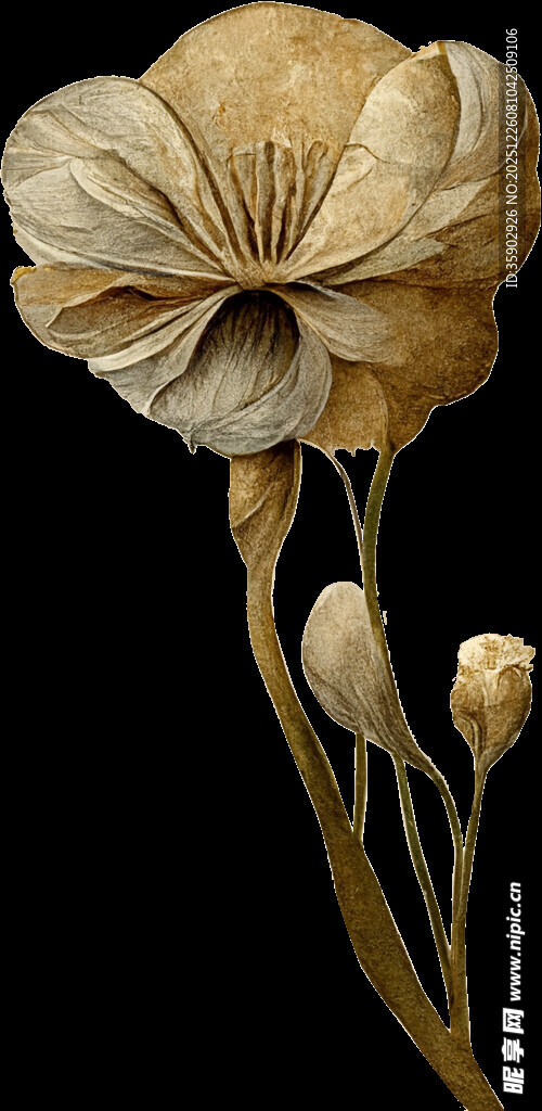 金色纸艺花朵特写