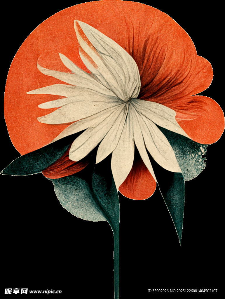 橙白相间花朵插画