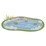 卡通风格池塘景观图