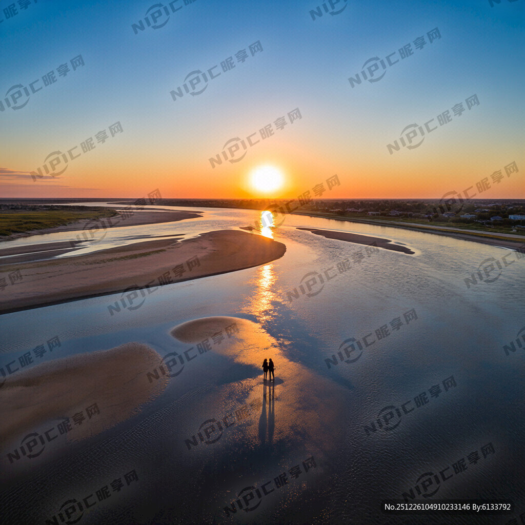 超大广角 俯视视角 长河落日