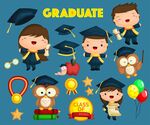 毕业季卡通角色与庆祝元素