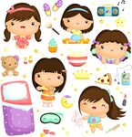 可爱女孩日常用品卡通图案