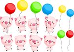 小猪气球组合 童趣满满