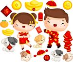 喜庆儿童贺岁形象插画