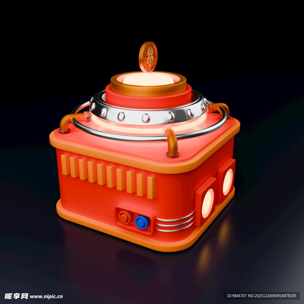 复古风橙色科幻小装置