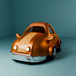 复古橙色卡通造型小汽车