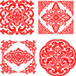 中式传统红色花纹图案