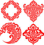 传统中式红色花纹图案