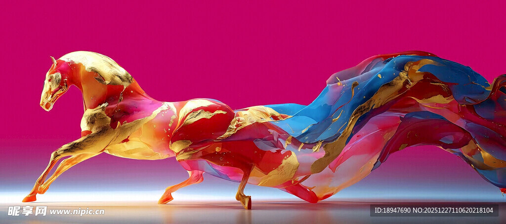 彩色奔马艺术形象